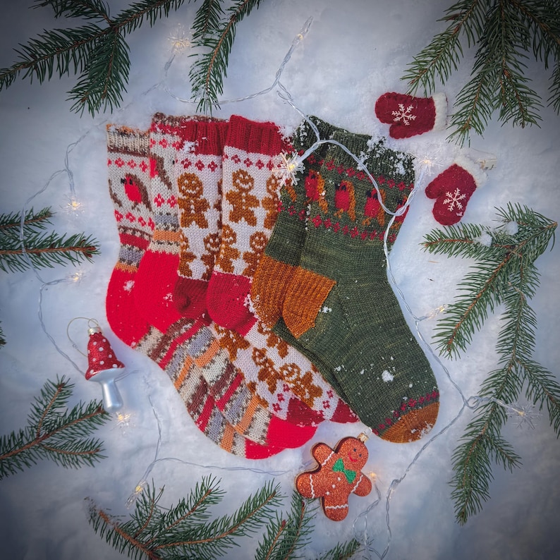 DIGITAL ITEM - A Whimsical Christmas sock set knitting pattern image 2