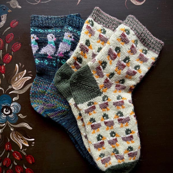 DIGITAL ITEM Bird Lovers sock set pattern - English and German PDF