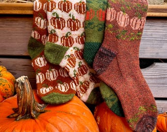 Digital item - Cottage Pumpkin Patch sock set. Knitting instructions in English and German