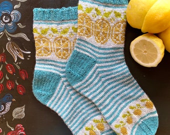ARTICLE NUMÉRIQUE. Instructions de tricotage de chaussettes Lush Limonade