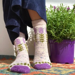 DIGITAL ITEM. Blooming Lavender socks knitting instructions