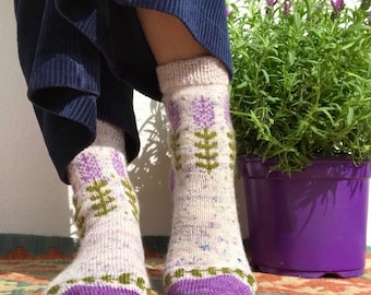 DIGITAL ITEM. Blooming Lavender socks knitting instructions