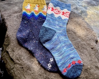 DIGITAL ITEM - I Do Like To Be Beside the Seaside socks. English & German