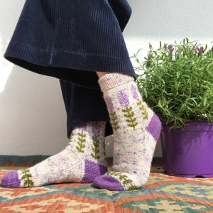 DIGITAL ITEM. Blooming Lavender socks knitting instructions image 2