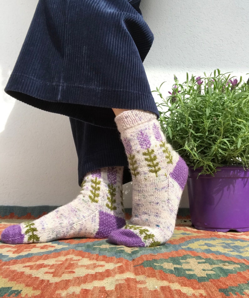 DIGITAL ITEM. Blooming Lavender socks knitting instructions image 2