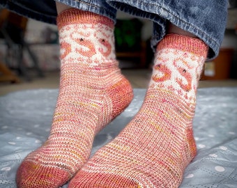 DIGITAL ITEM - Shrimply the Best socks PDF knitting pattern