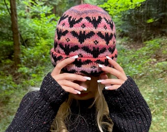 DIGITAL ITEM I'm Batty for Halloween Hat PDF knitting instructions. In English and German only