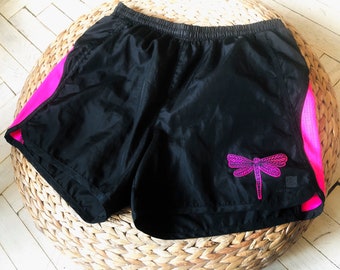Karrimor shorts customised with a pink dragon fly - single piece only, sports short pants with a pocket, gym shorts, yoga pants size 36 S