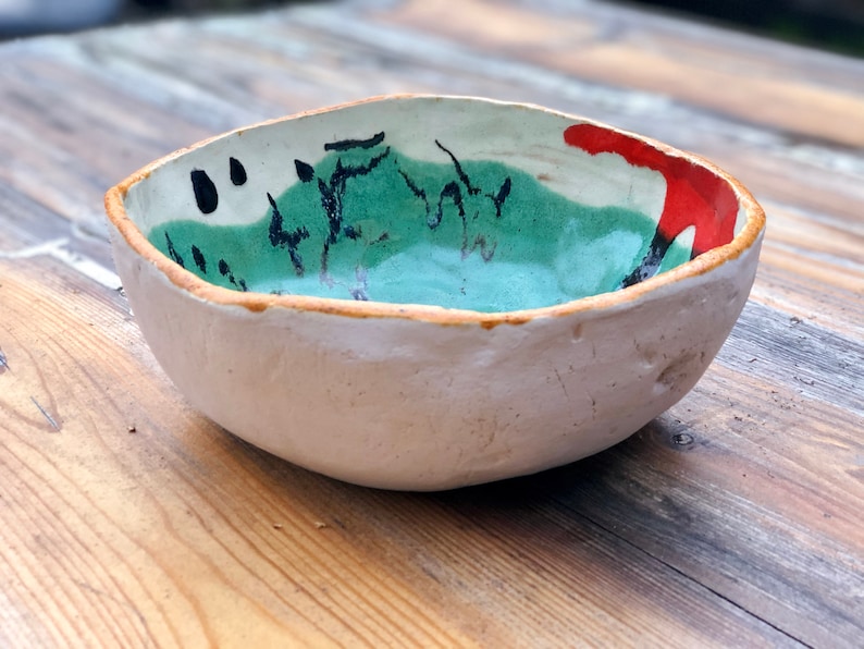 Manually made new modern art ceramic coffee table bowl made by the artist Balbina Bruszewska perfect gift handmade clay pottery