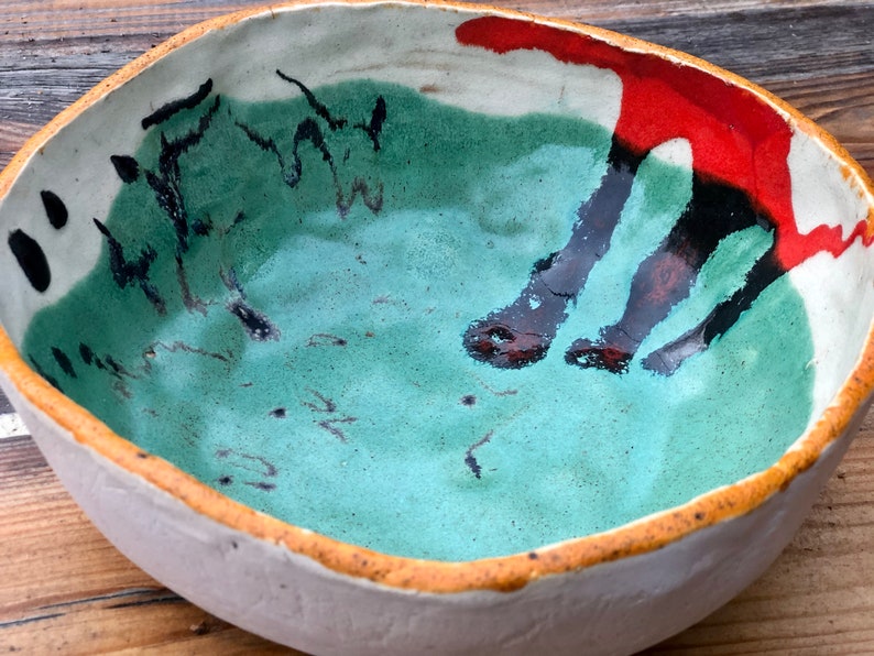 Manually made new modern art ceramic coffee table bowl made by the artist Balbina Bruszewska perfect gift handmade clay pottery