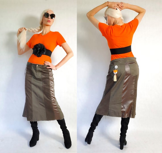 Long khaki 2025 skirts etsy