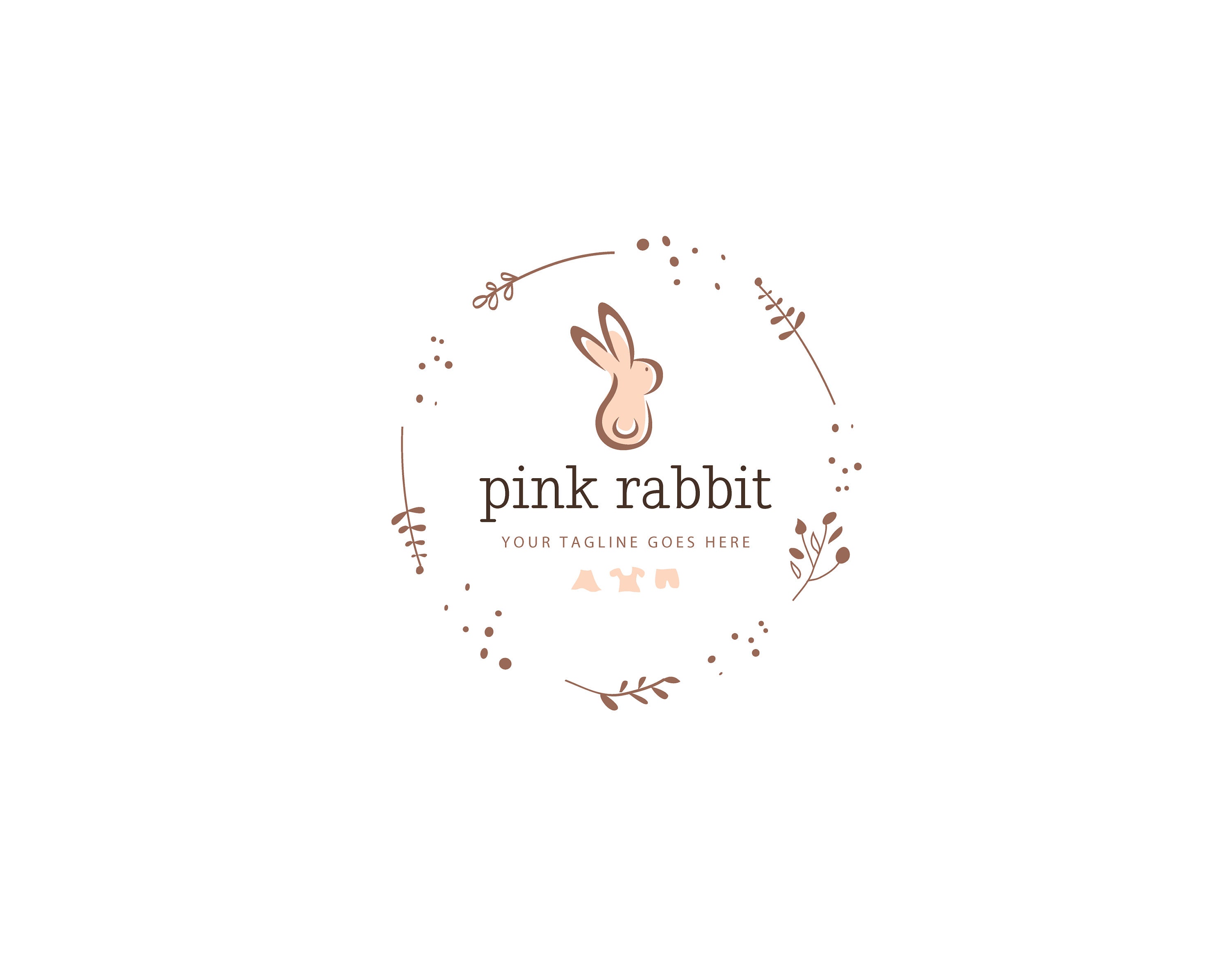 Pink Rabbit Logo Circular Type Logo Animal Flower Logo | Etsy