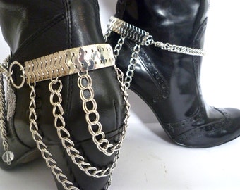 Boot Chains - Pair of Lucretia Boot Heel Boot bracelets, Boot Jewelry, Boot Bling, Metalhead, Rock Chic, Gothic, Punk, Christmas Gift