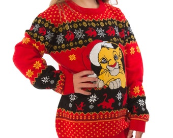 The Lion King Simba Children's Red Knitted Christmas Jumper