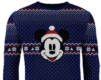 Disney Mickey Mouse Blue Knitted Christmas Jumper