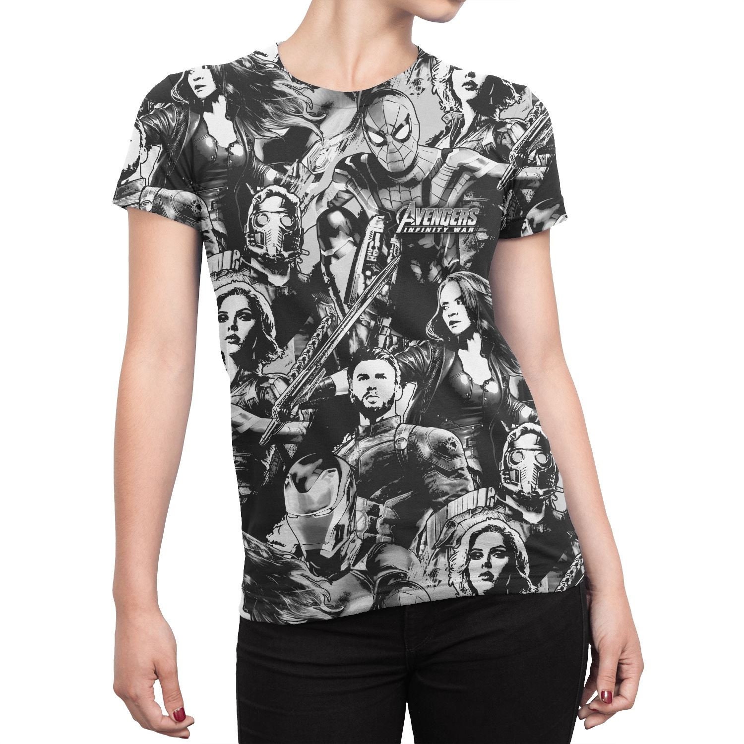 Image of Avengers Infinity War Cast Characters Ladies T-Shirt