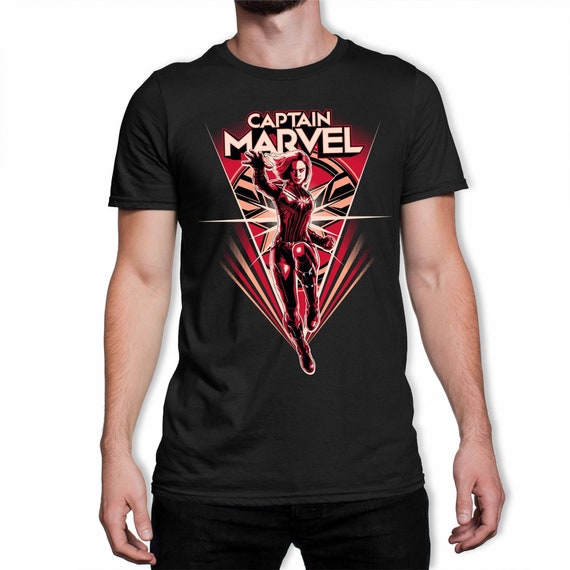 Captain Marvel Flying V Men's Black T-Shirt | Etsy