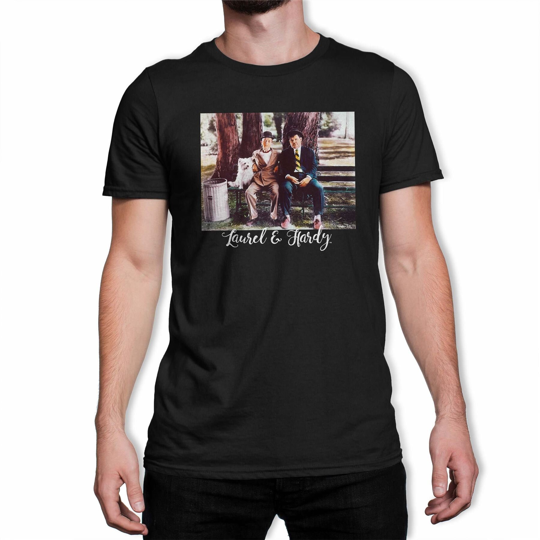 Image of Laurel & Hardy Park Bench Men's T-Shirt