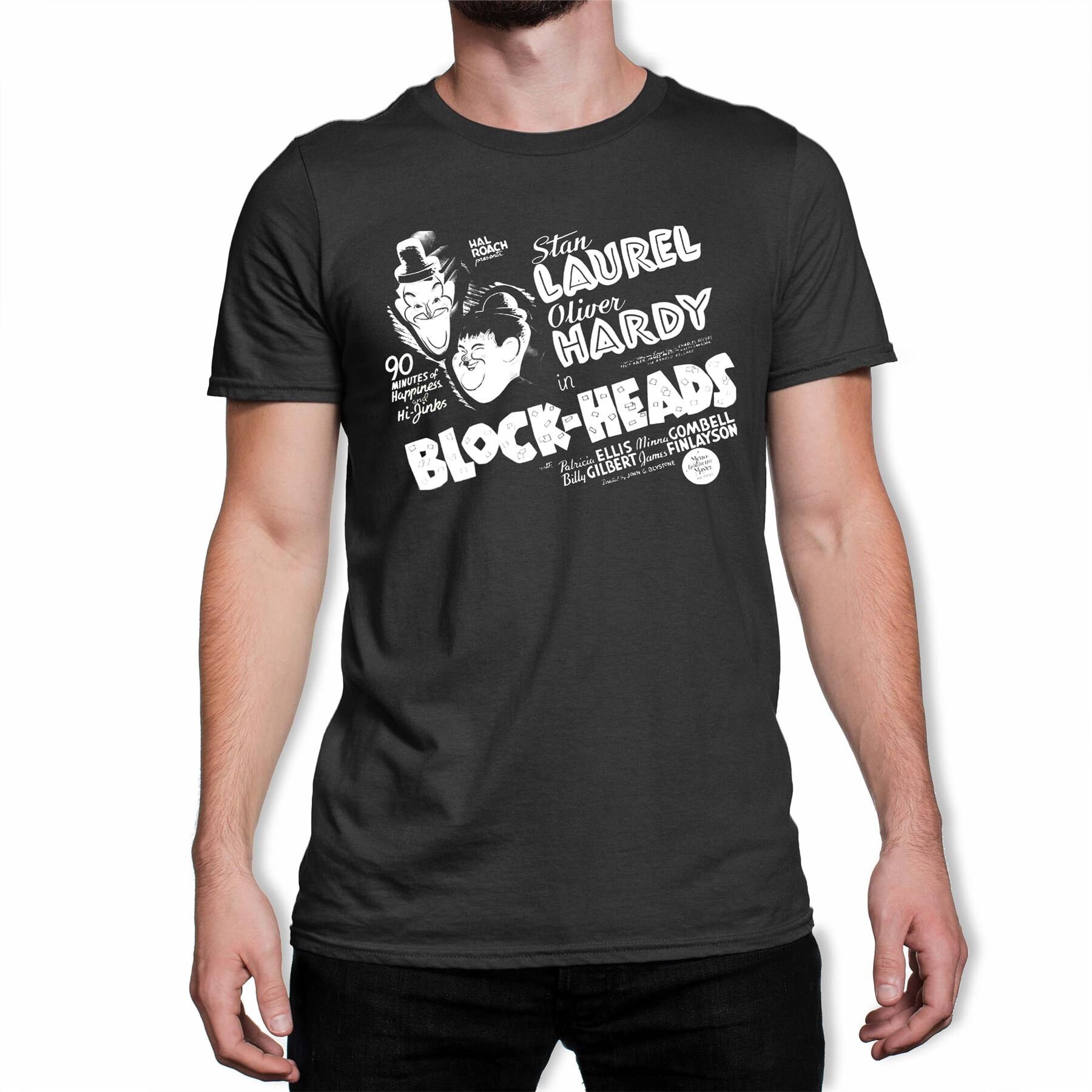 Image of Laurel & Hardy Block-Heads Men's Black T-Shirt