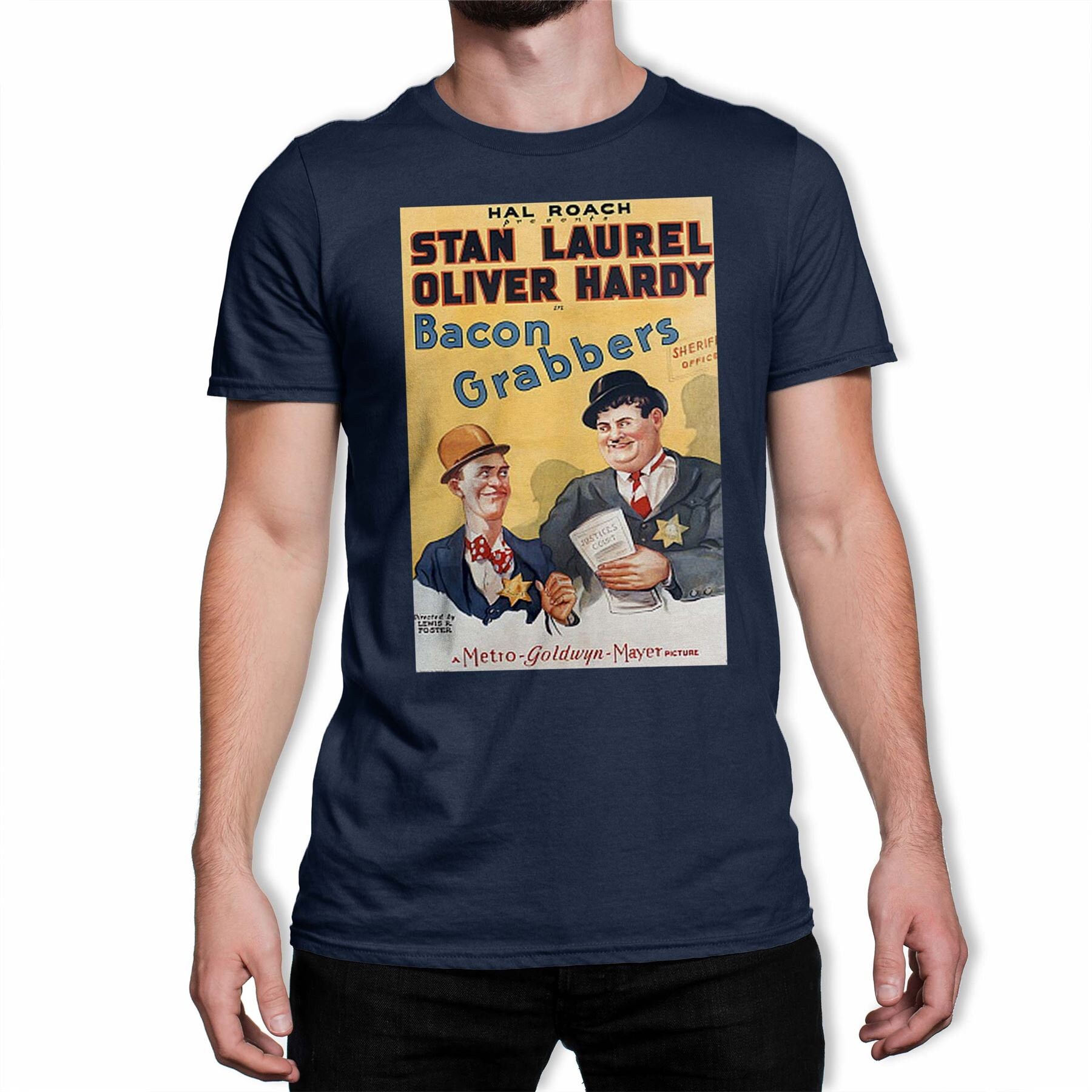 Image of Laurel & Hardy Bacon Grabbers Men's Navy T-Shirt