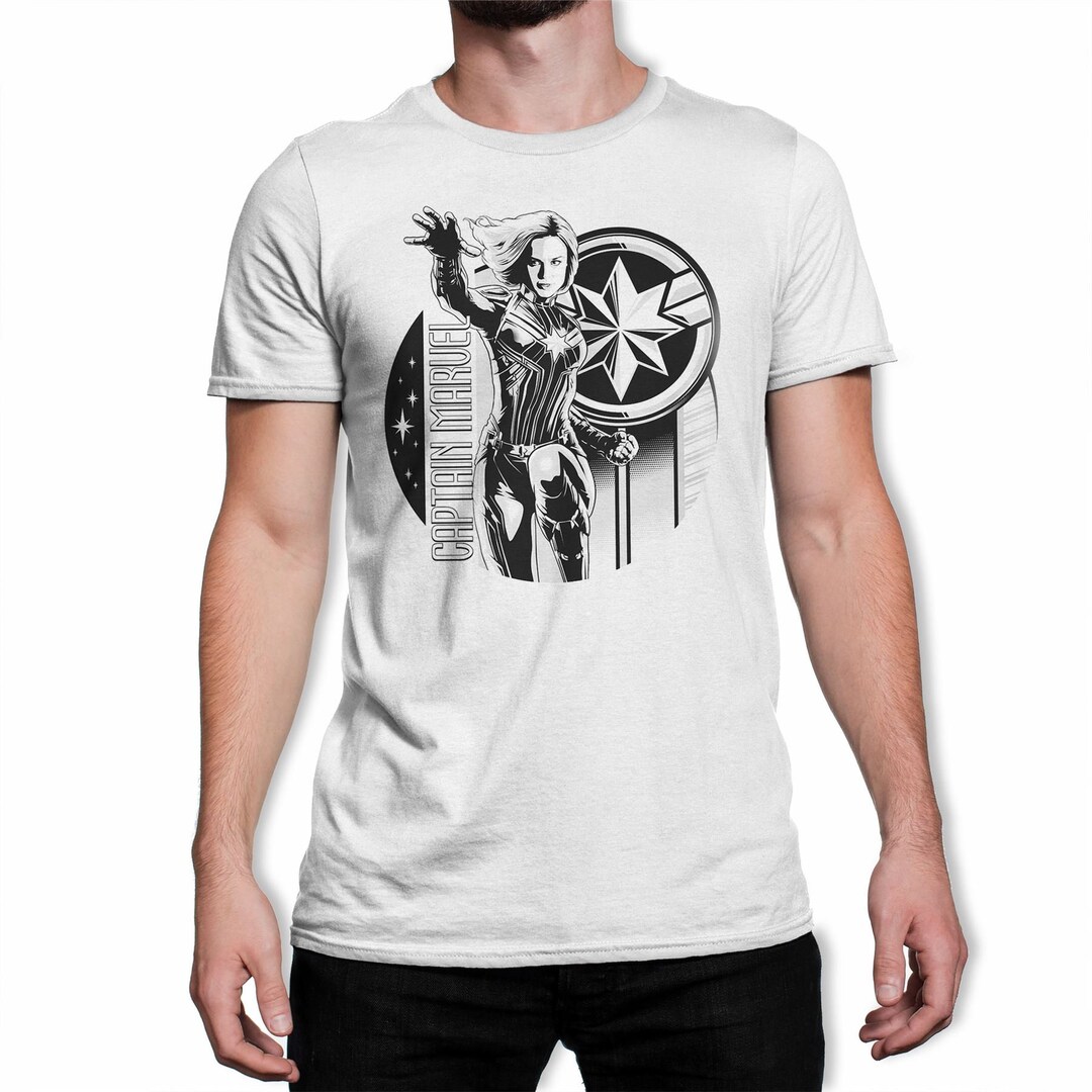 Captain Marvel Black &amp; White Carol Danvers Men's White - Etsy