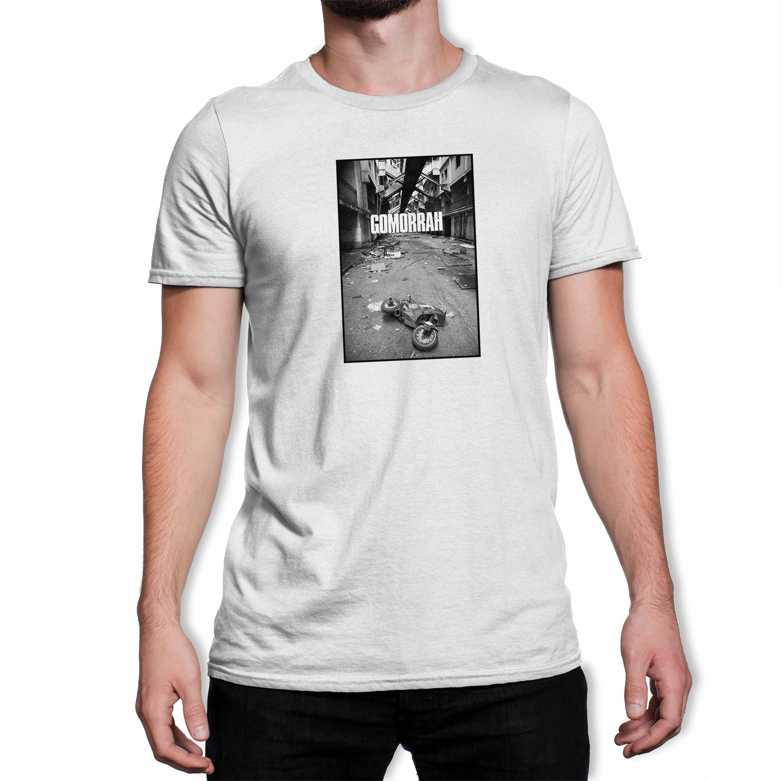 Image of Gomorrah Ally Way Box Art Men's White T-Shirt