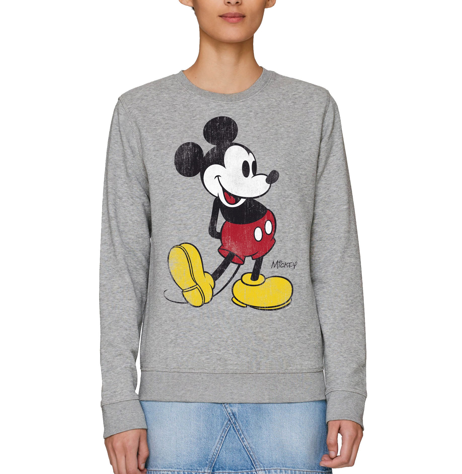 Disney Women's Licensed Floral Embroidery Fleece Sweatshirt Hoodie (Mickey,  XL) 