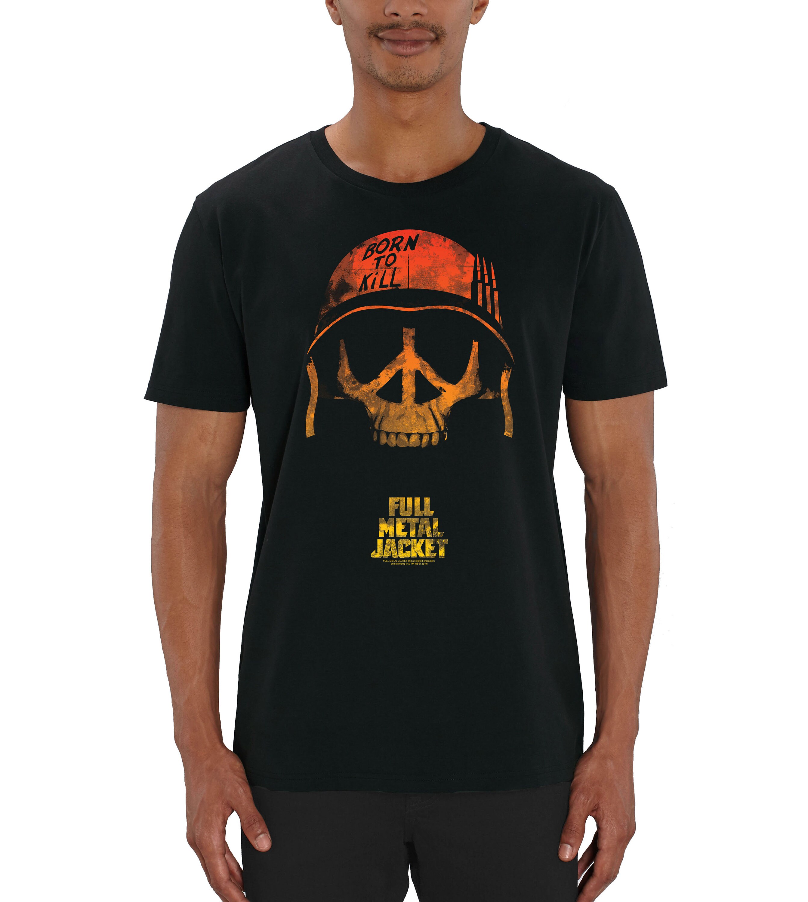 Image of Full Metal Jacket Orange Skull Men's Black T-Shirt