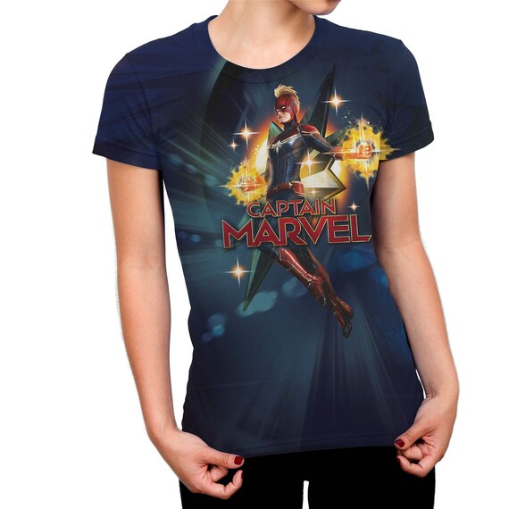 nature Park die bow Captain Marvel Flying Galactic Shine Ladies Navy T-shirt - Etsy