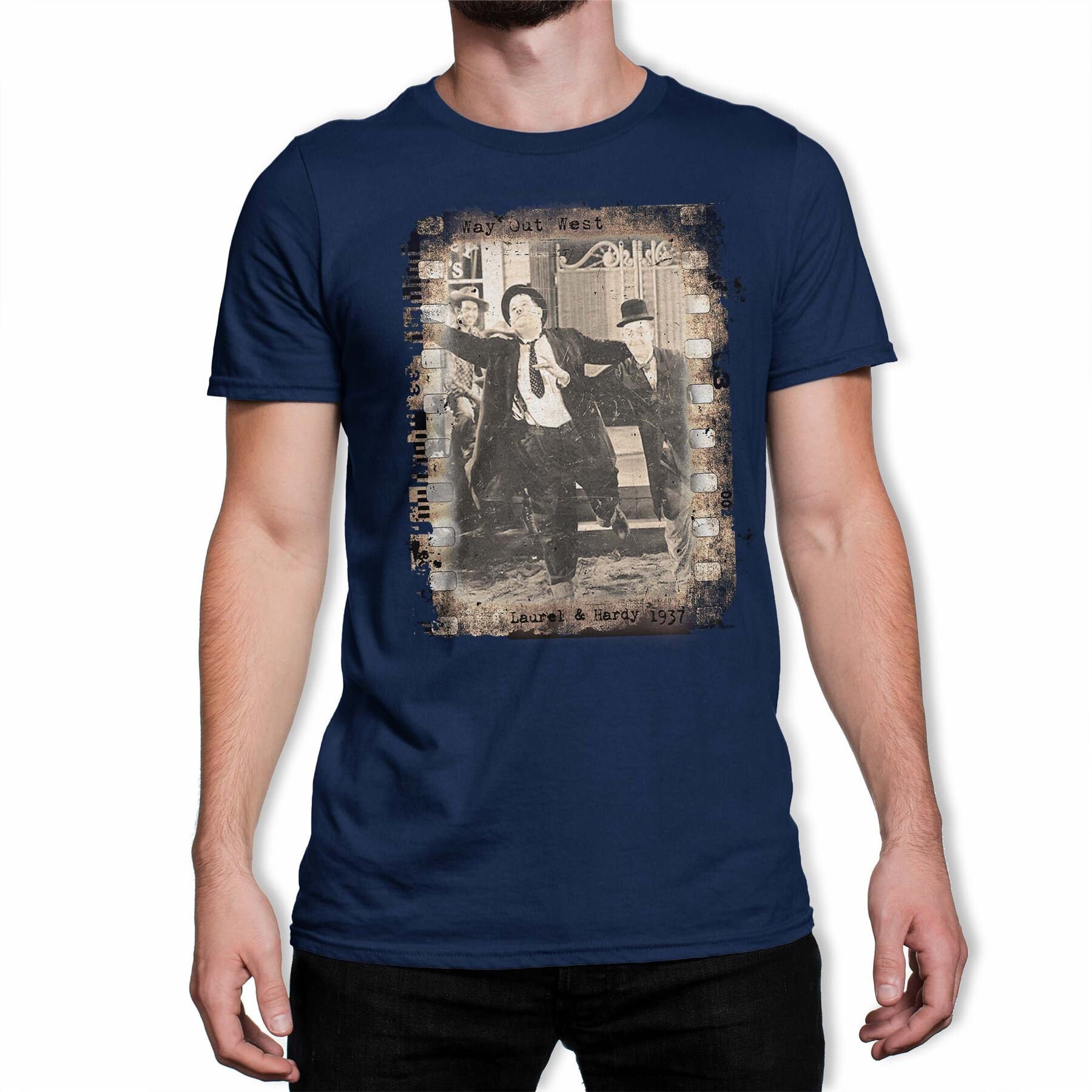 Image of Laurel & Hardy Retro Film Strip Way Out West Men's T-Shirt