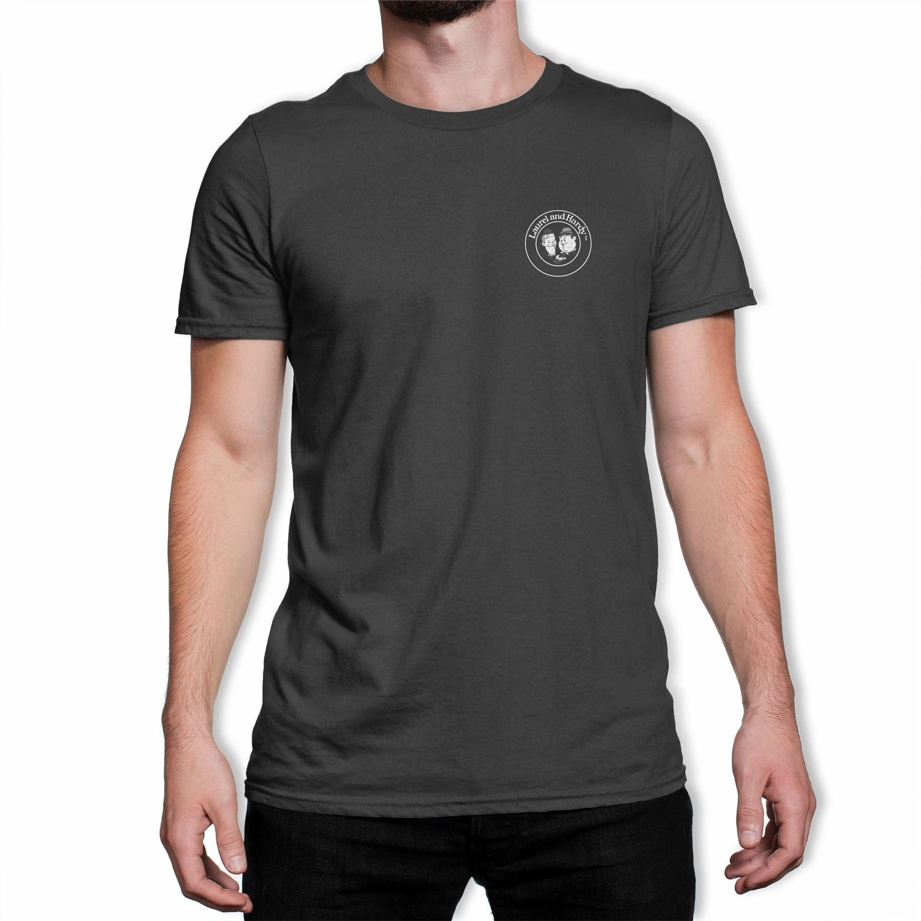Image of Laurel & Hardy Classic Stamp Men's Charcoal T-Shirt