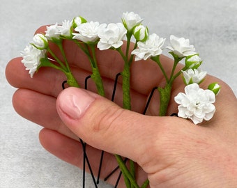 Baby breath bridal hair pins wedding piece tiny flower hаirрiece