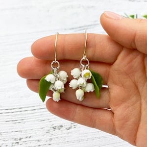 Lily of the valley earrings statement bridal flower earrings