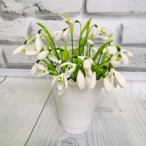 Artificial snowdrop floral arrangement spring decorations for home kitchen organization