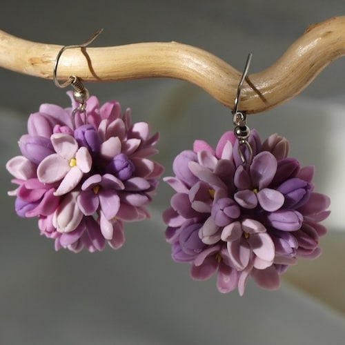 Purple Lilac Flower Earrings Unique Jewelry Floral Etsy