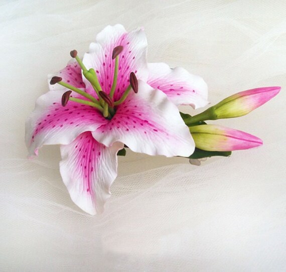 Lily Flower Hair Clip Bridal Barrette Bridal Hair Clip Etsy