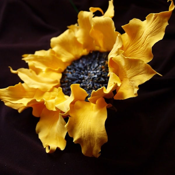 Sunflower Hair Clip - Floral Hair Piece, Yellow Flower Wedding Brooch Barrette