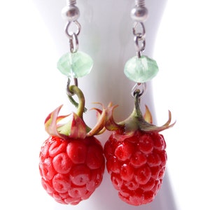 Raspberry fruit earrings miniature funny earrings