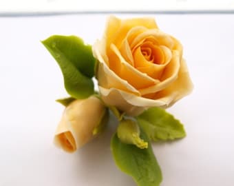 Yellow Rose Hair Clip - Flower Hair Barrette For Women