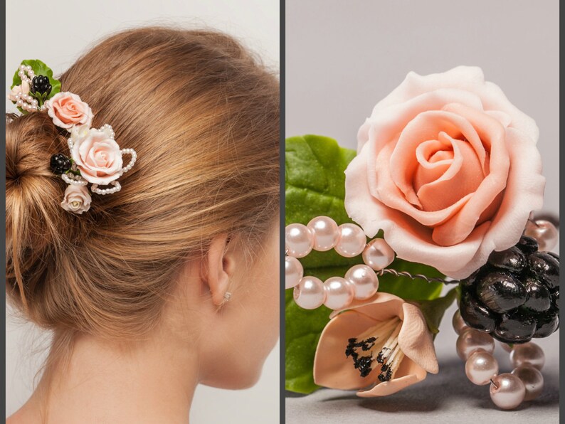 Rose Hair Pins Hair Accessories Flowers Jewelry Beautiful Etsy