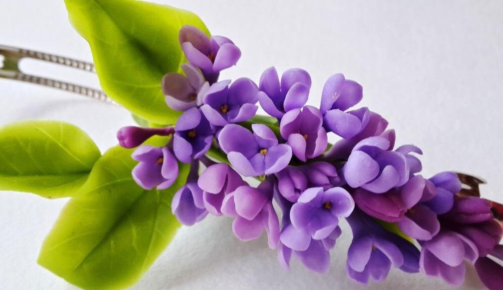 Purple Lilac Flower Hair Clip Floral Hair Comb Etsy