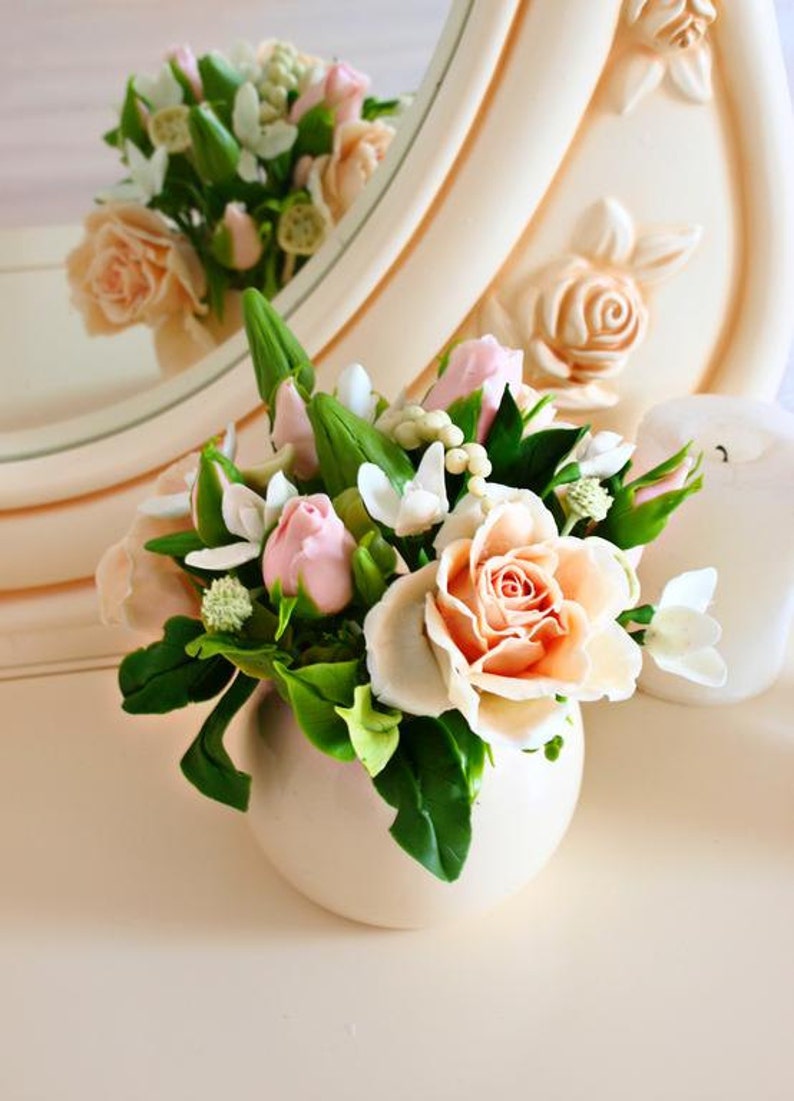 Home Decor Artificial Flower Arrangement Housewarming Gift, Mothers Day Gift Ideas image 3