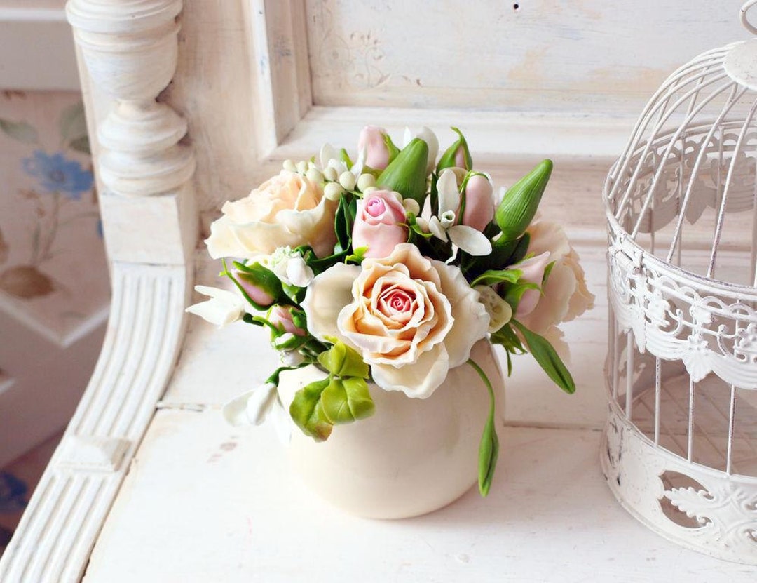 Home Decor Artificial Flower Arrangement Housewarming Gift, Mothers Day Gift Ideas Etsy