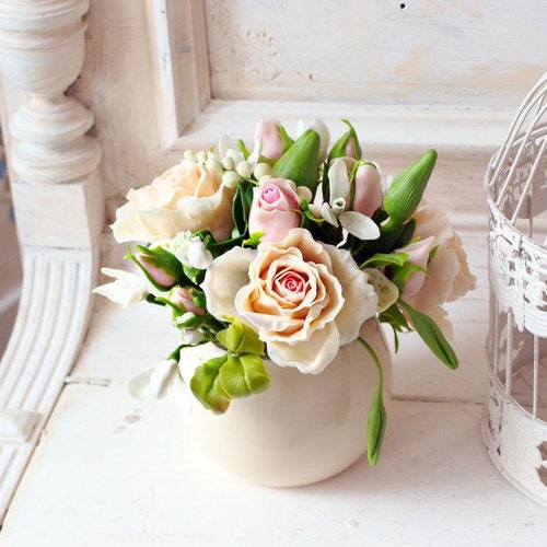 Home Decor Artificial Flower Arrangement Housewarming Etsy