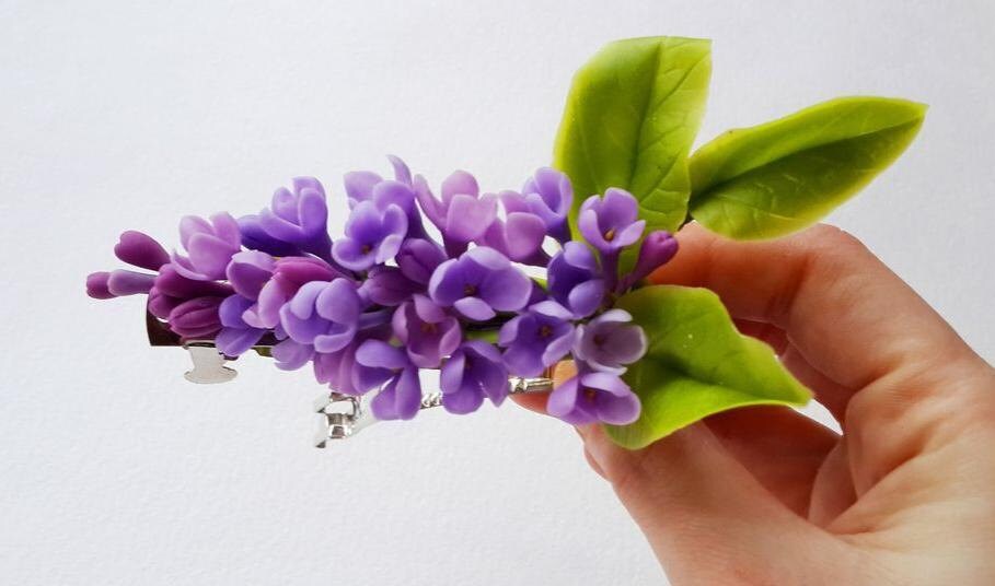 Purple Lilac Flower Hair Clip Floral Hair Comb Etsy