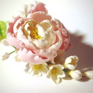 Pink Peony Hair Clip - French Flower Barrette, Floral Hair Comb, Unique Flower Brooch, Flower Hair Clip