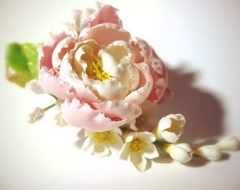 Rosa Pfingstrose Haarspange - Französisch Blume Haarspange, Floral Haarkamm, einzigartige Blume Brosche, Blume Haarspange