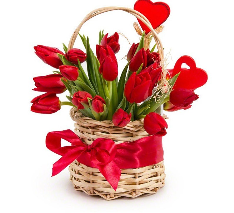 Artificial Red Tulip Flower Arrangements Mothers Day Gift Etsy