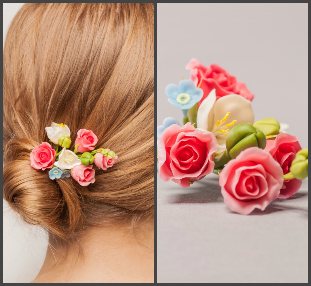 Blush Rose Hair Pin Bridal Flower Headpiece, Wedding Hair Piece Etsy