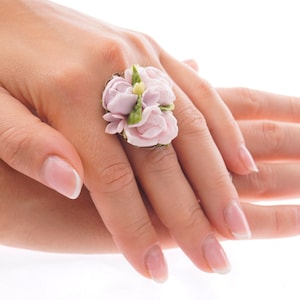 Cute Flower Ring - Nature Unique Jewelry, Gift Ideas For Her, Statement Delicate Ring, Adjustable Floral Ring